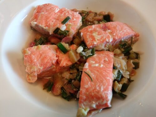 Recipe: Salmon Poached in Rhubarb Sauce